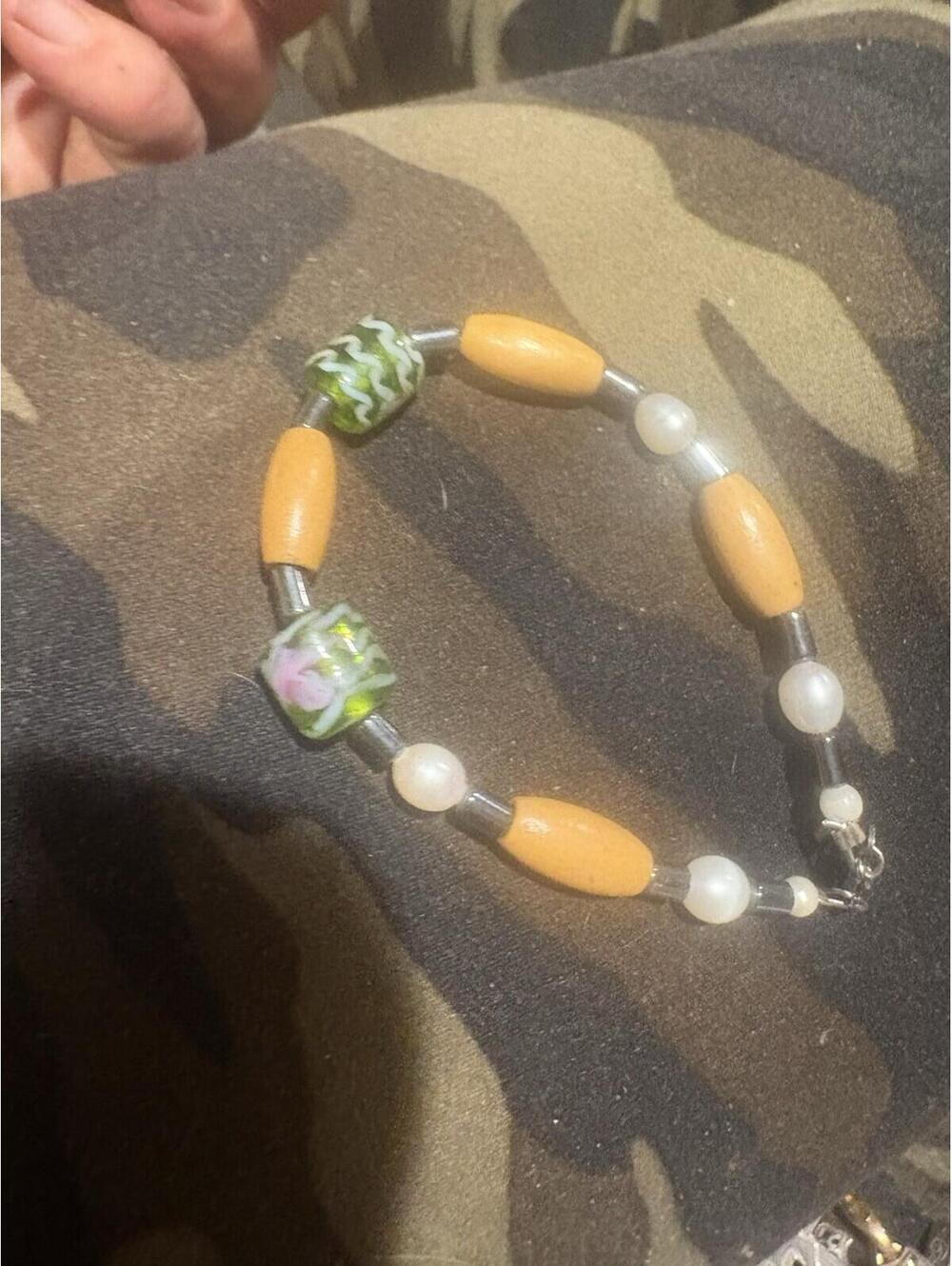pearl and lampwork bead Bracelet.